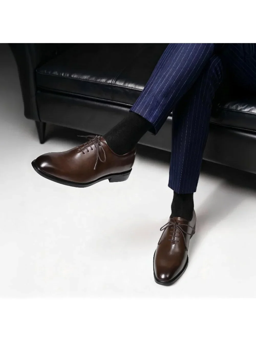 Men's Dark Brown Faux Leather Lace Up Classic Comfort Oxford Formal Dress Shoes